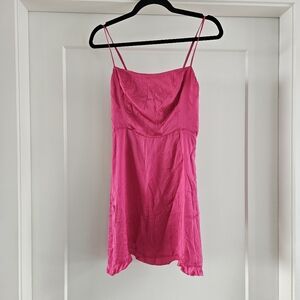 Aritzia Wilfred Hot Pink Mini Satin Summer Dress Size 4 Small